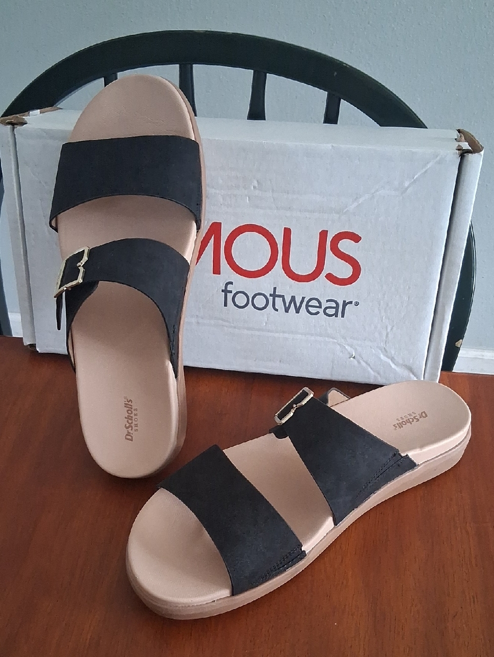 Dr. Scholl's All Time Black 2-band Slides Like New Sandals Size 11M